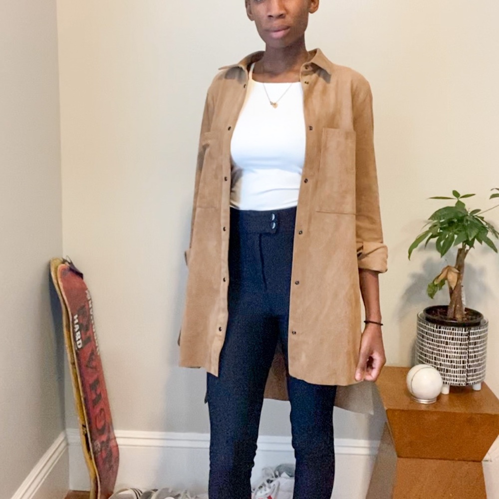 H&M Suede button down. Camel color and  faux